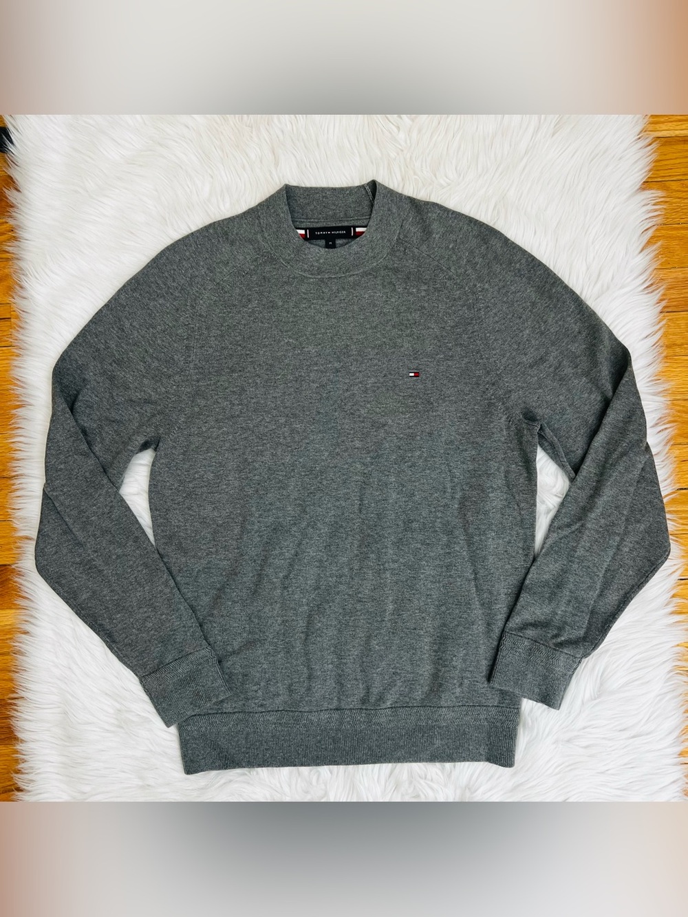 NWOT Tommy Hilfiger Cotton Silk Cashmere Grey Sweater Sz M